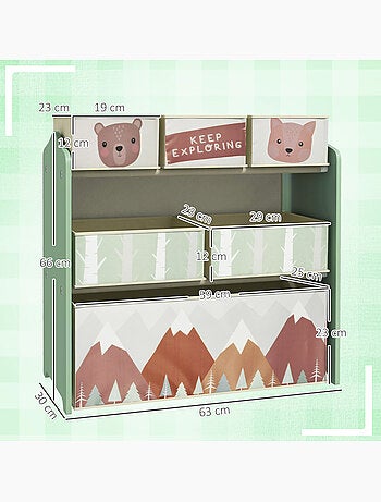 Étagère de rangement enfant design mountain adventure - 6 tiroirs