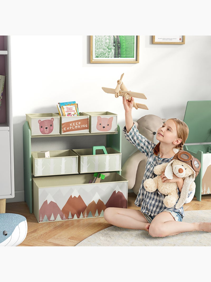 Étagère de rangement enfant design mountain adventure - 6 tiroirs Vert - Kiabi