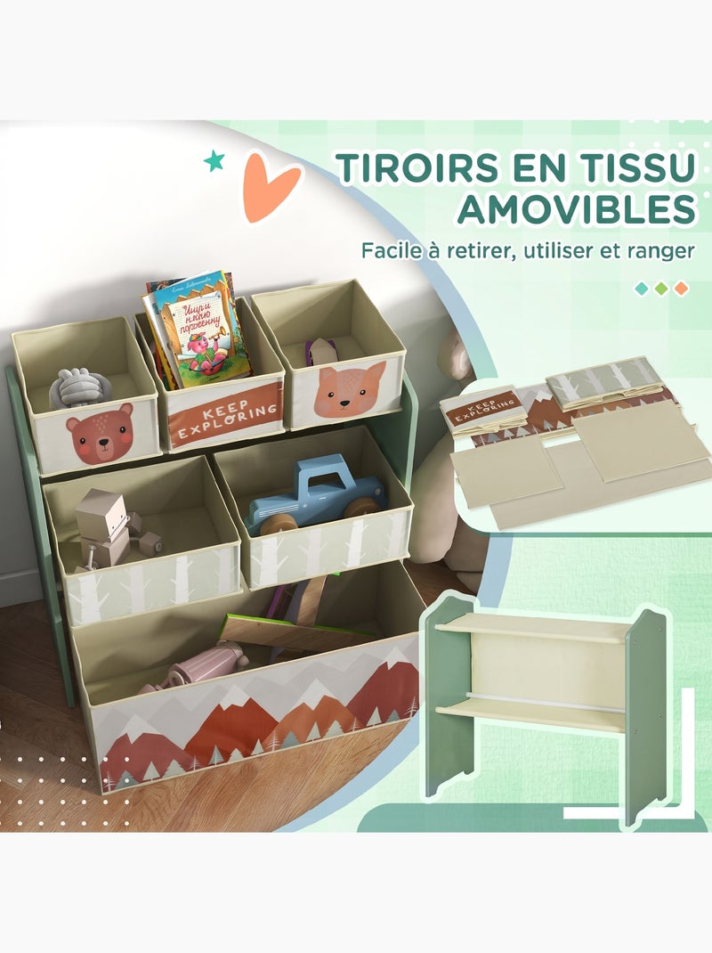 Étagère de rangement enfant design mountain adventure - 6 tiroirs Vert - Kiabi