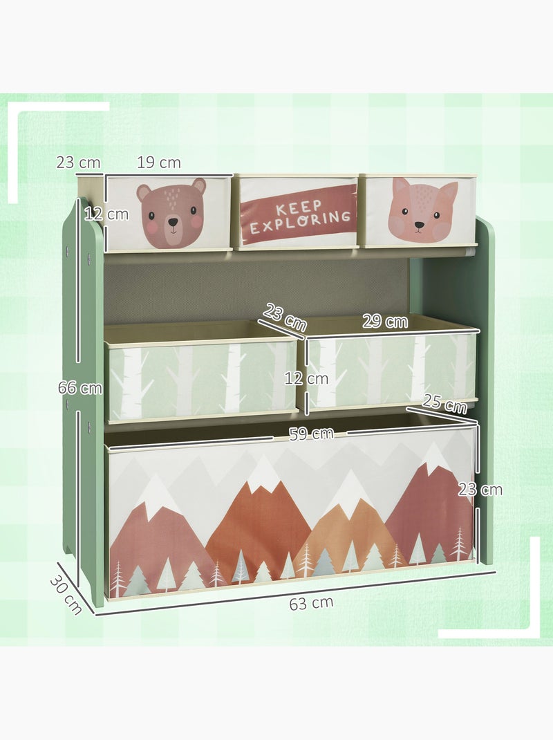 Étagère de rangement enfant design mountain adventure - 6 tiroirs Vert - Kiabi