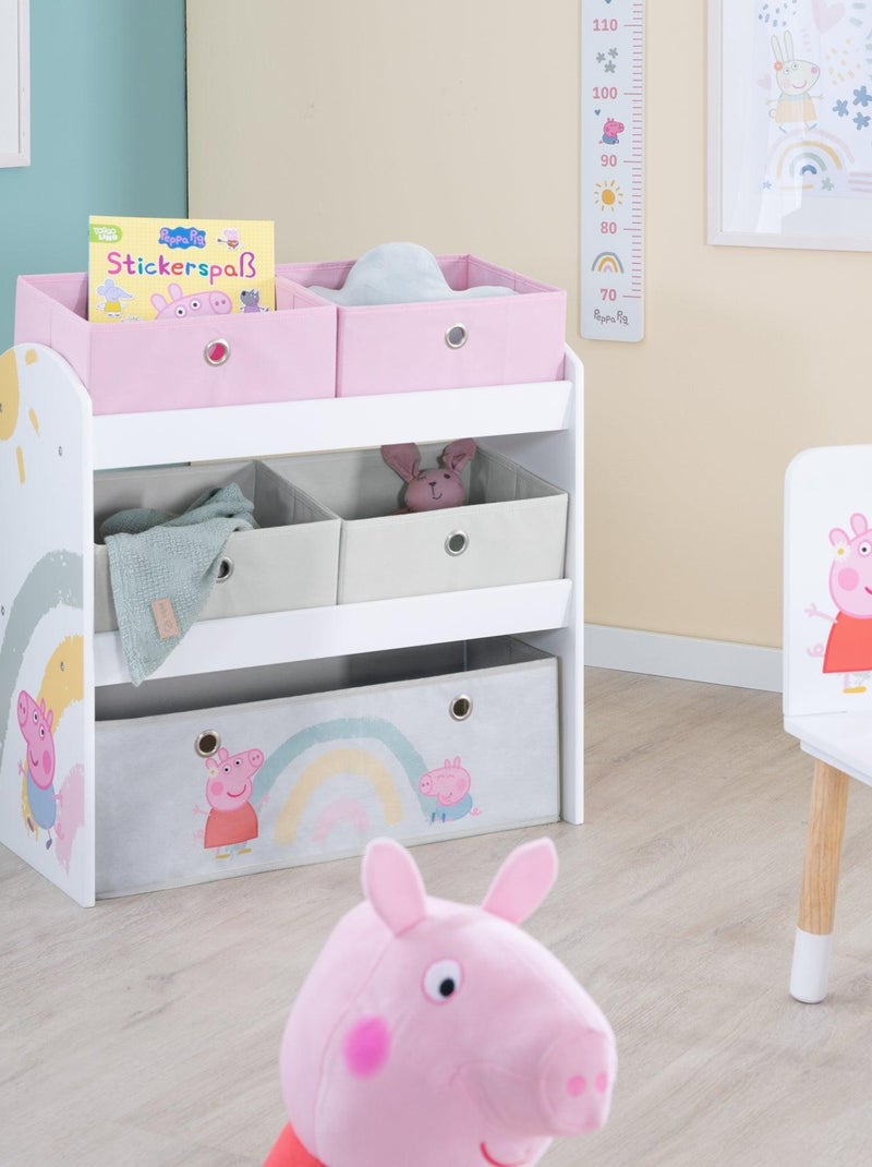 Étagère de rangement jouets avec 5 boites en toile 'Roba Peppa Pig' Blanc Rose Gris - Kiabi