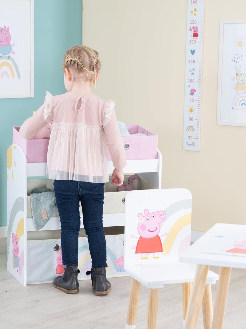 Étagère de rangement jouets avec 5 boites en toile 'Roba Peppa Pig' Blanc Rose Gris - Kiabi
