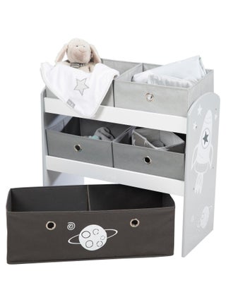 Étagère de rangement pour les jouets avec 5 boites en toile 'Roba rakete'