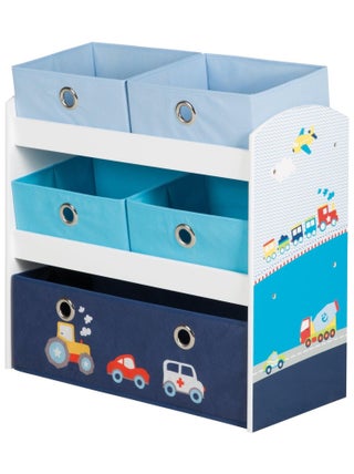 Étagère de rangement pour les jouets avec 5 boites en toile 'Roba rennfahrer'
