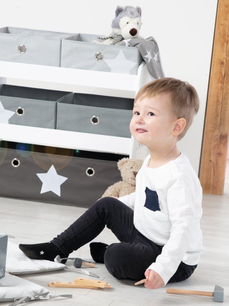Étagère de rangement pour les jouets avec 5 boites en toile 'Roba stars' Gris Blanc - Kiabi