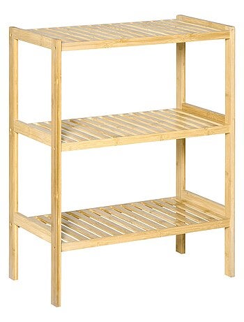 Etagère de rangement sur pied bois bambou