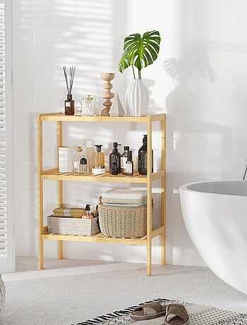 Etagère de rangement sur pied bois bambou
