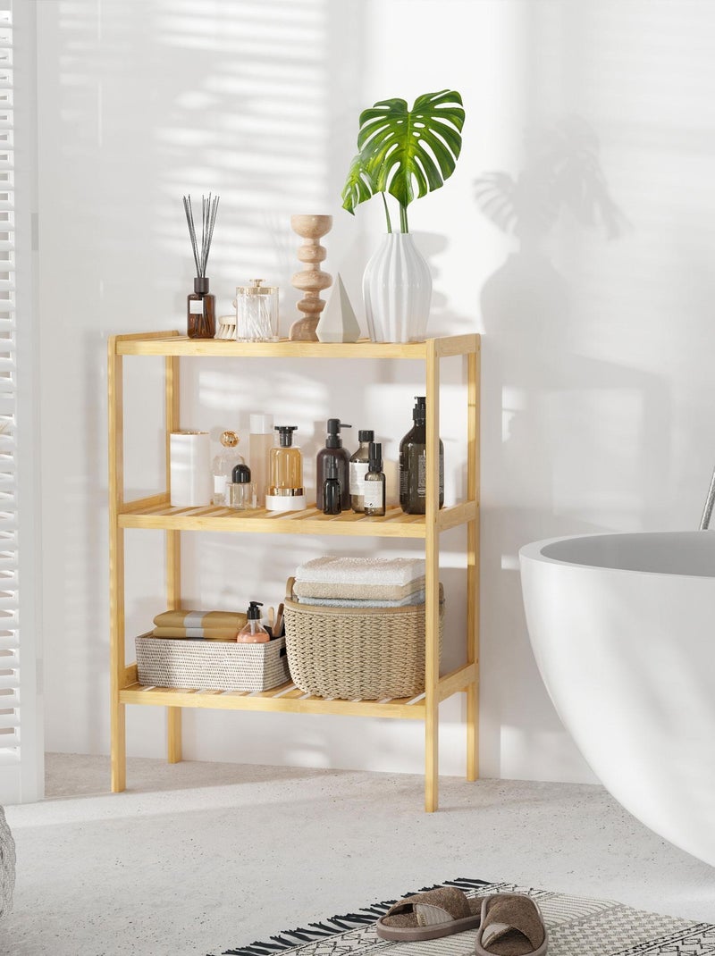Etagère de rangement sur pied bois bambou Beige - Kiabi