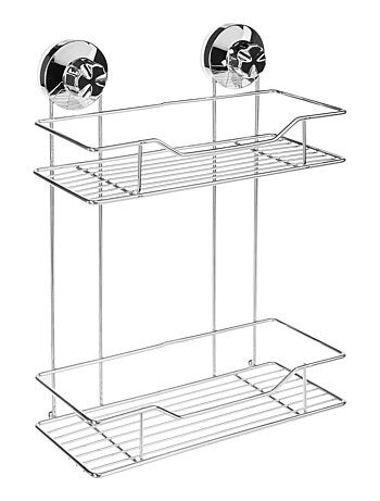 Etagère de salle de bain à ventouses - 2 Niveaux - Métal
