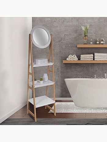 Etagère de salle de bain design scandi Copenhague - L. 43 x H. 163 cm - Blanc