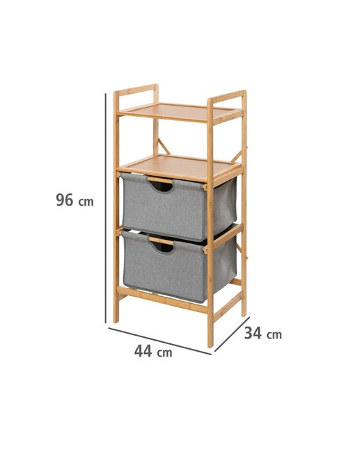 Etagère de salle de bain en bambou 2 Tiroirs - H. 96 cm - Gris - Kiabi