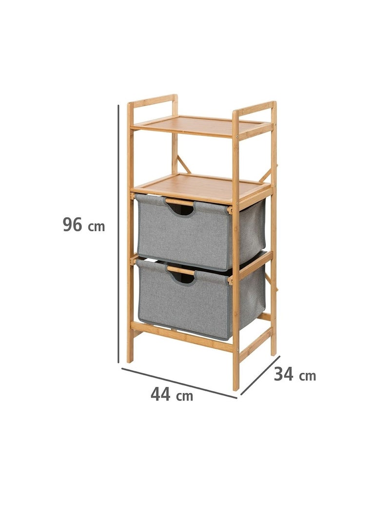Etagère de salle de bain en bambou 2 Tiroirs - H. 96 cm - Gris Gris - Kiabi