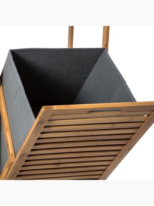 Etagère de salle de bain en bambou avec panière à linge intégrée - Hauteur 118 cm - Kiabi