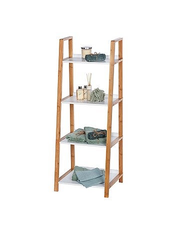 Etagère de salle de bain en bambou Finja - L. 43 x H. 112 cm - Blanc