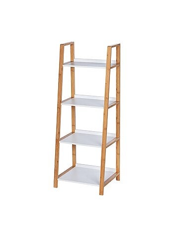 Etagère de salle de bain en bambou Finja - L. 43 x H. 112 cm - Blanc