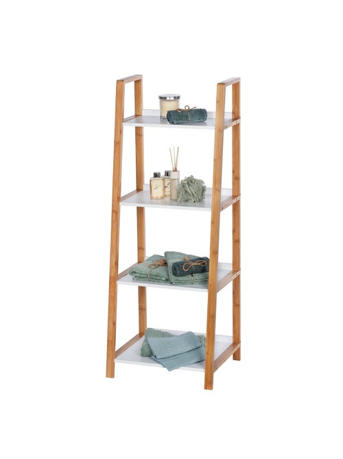 Etagère de salle de bain en bambou Finja - L. 43 x H. 112 cm - Blanc - Kiabi