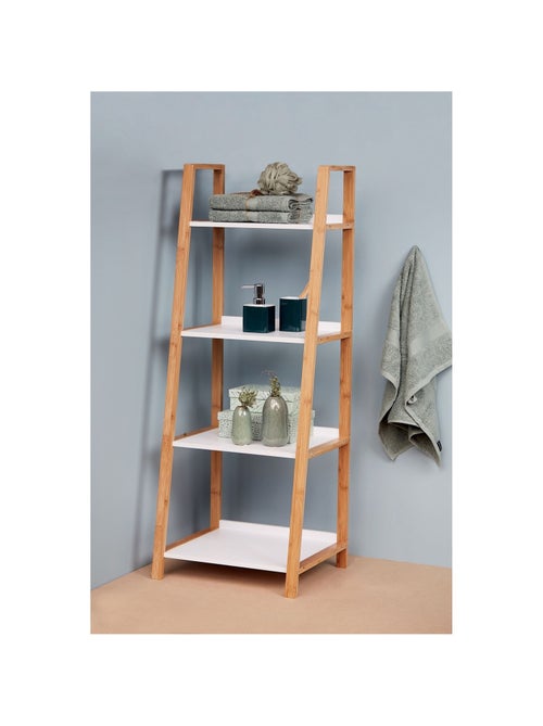 Etagère de salle de bain en bambou Finja - L. 43 x H. 112 cm - Blanc - Kiabi