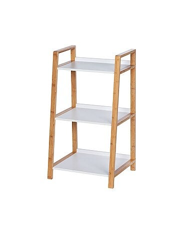 Etagère de salle de bain en bambou Finja - L. 43 x H. 76 cm - Blanc
