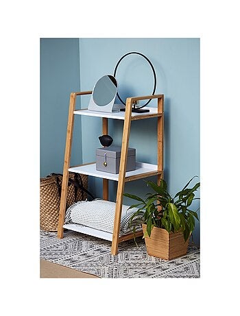 Etagère de salle de bain en bambou Finja - L. 43 x H. 76 cm - Blanc