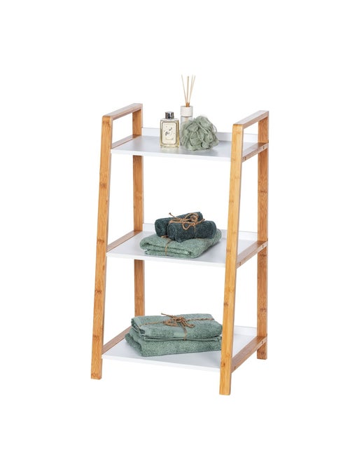 Etagère de salle de bain en bambou Finja - L. 43 x H. 76 cm - Blanc - Kiabi