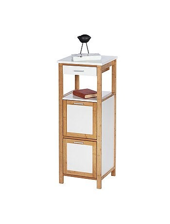 Etagère de salle de bain scandinave Finja - L. 34 x H. 89 cm - Blanc