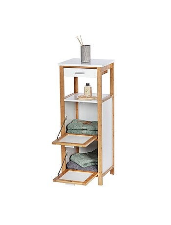 Etagère de salle de bain scandinave Finja - L. 34 x H. 89 cm - Blanc