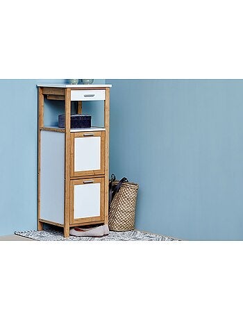 Etagère de salle de bain scandinave Finja - L. 34 x H. 89 cm - Blanc