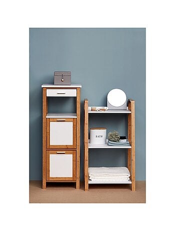 Etagère de salle de bain scandinave Finja - L. 34 x H. 89 cm - Blanc