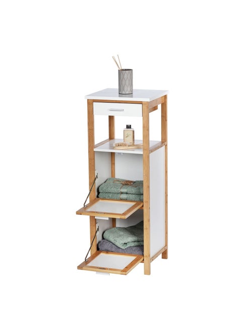 Etagère de salle de bain scandinave Finja - L. 34 x H. 89 cm - Blanc - Kiabi