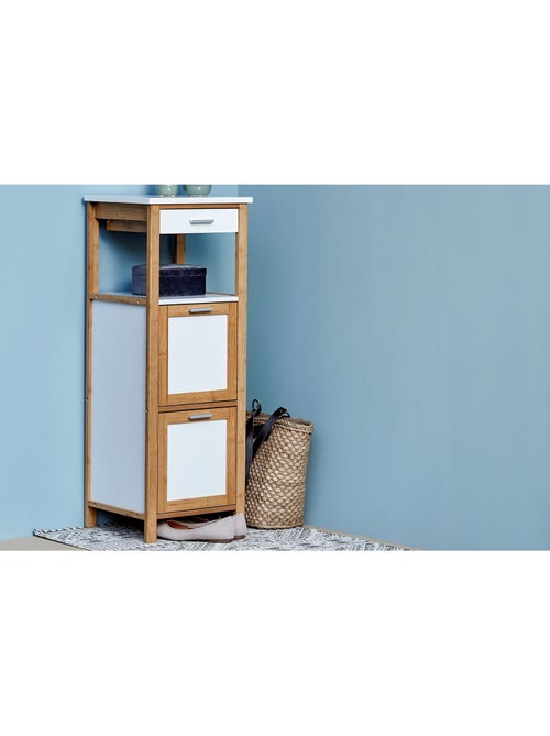 Etagère de salle de bain scandinave Finja - L. 34 x H. 89 cm - Blanc - Kiabi