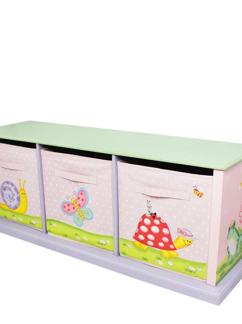 Etagère enfant bois avec 3 paniers bacs de rangement - Kiabi
