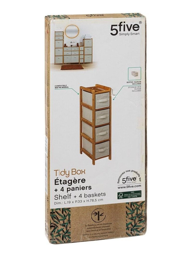 Étagère fine 4 rangements Tidy Box Beige - Kiabi