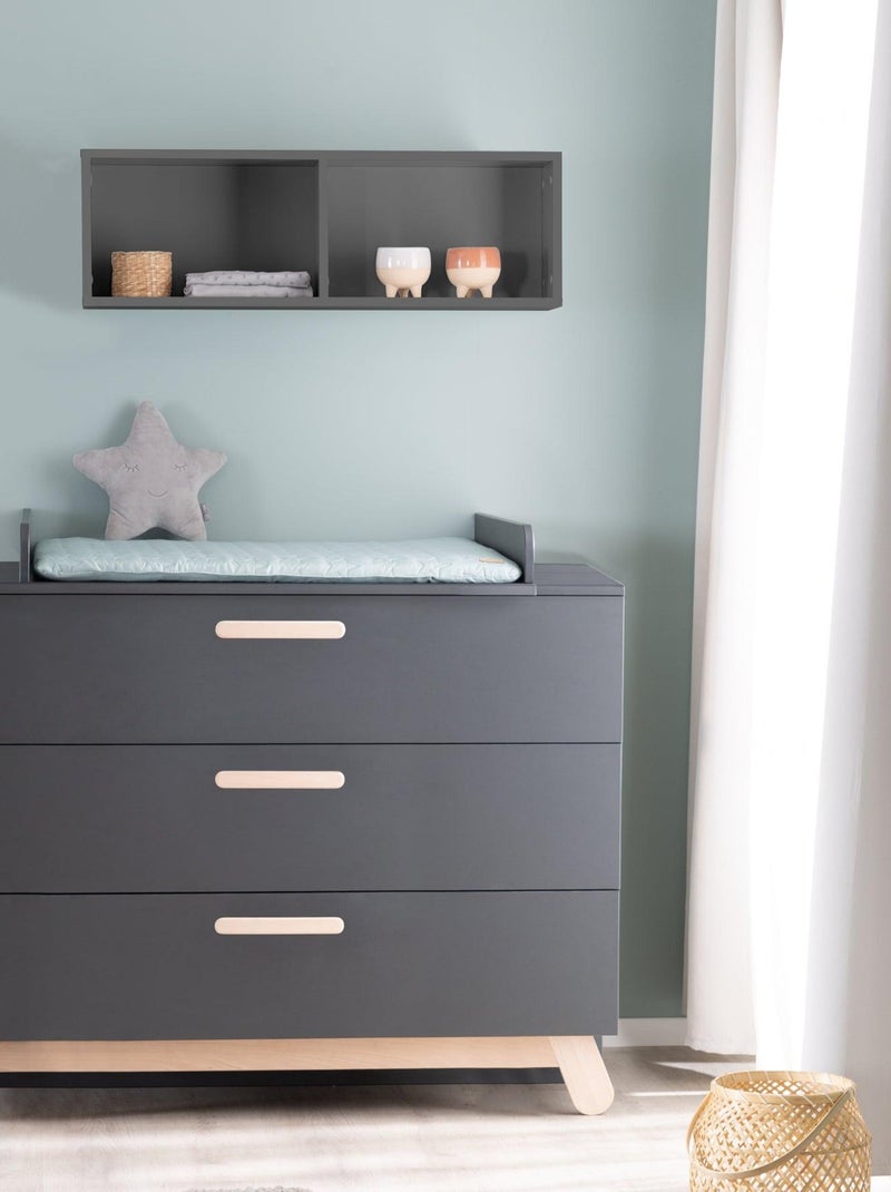 Étagère murale 2 niches en bois pour la chambre d'enfant 'Roba' gris anthracite - Kiabi