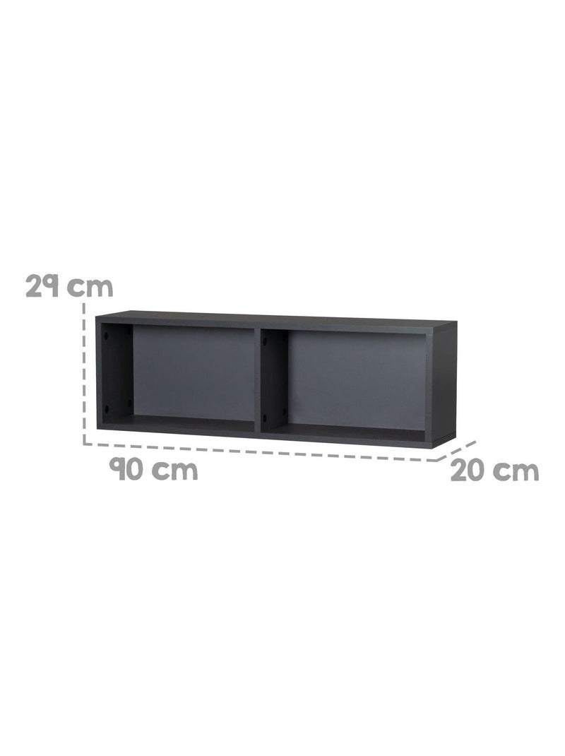 Étagère murale 2 niches en bois pour la chambre d'enfant 'Roba' gris anthracite - Kiabi