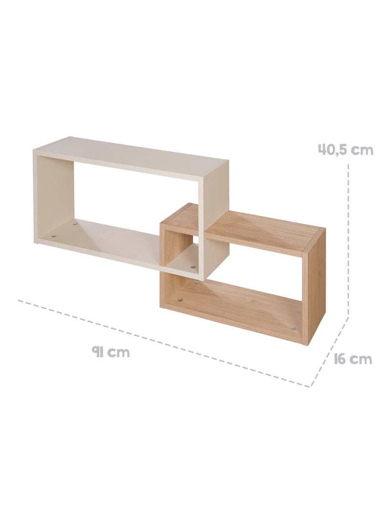 Étagère murale 2 niches en mélaminé pour chambre enfant 'Roba jil' Beige coquille - Kiabi