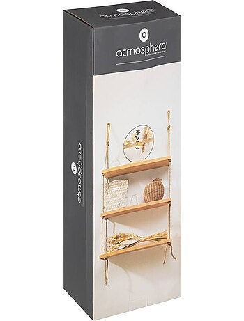 Étagère murale 3 tablettes en bois et corde BLAISE