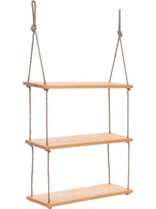 Étagère murale 3 tablettes en bois et corde blaise - Kiabi