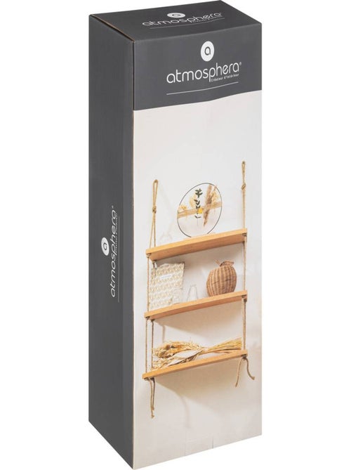 Étagère murale 3 tablettes en bois et corde blaise - Kiabi