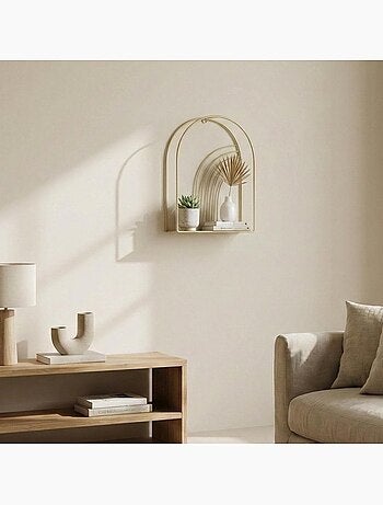 Etagère murale arche en métal doré 30x20cm