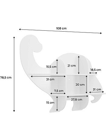 Etagère murale dinosaure 5 espaces de rangement Brachi