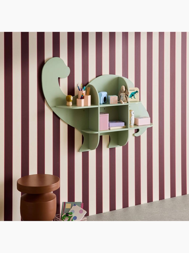 Etagère murale dinosaure 5 espaces de rangement Brachi Vert - Kiabi