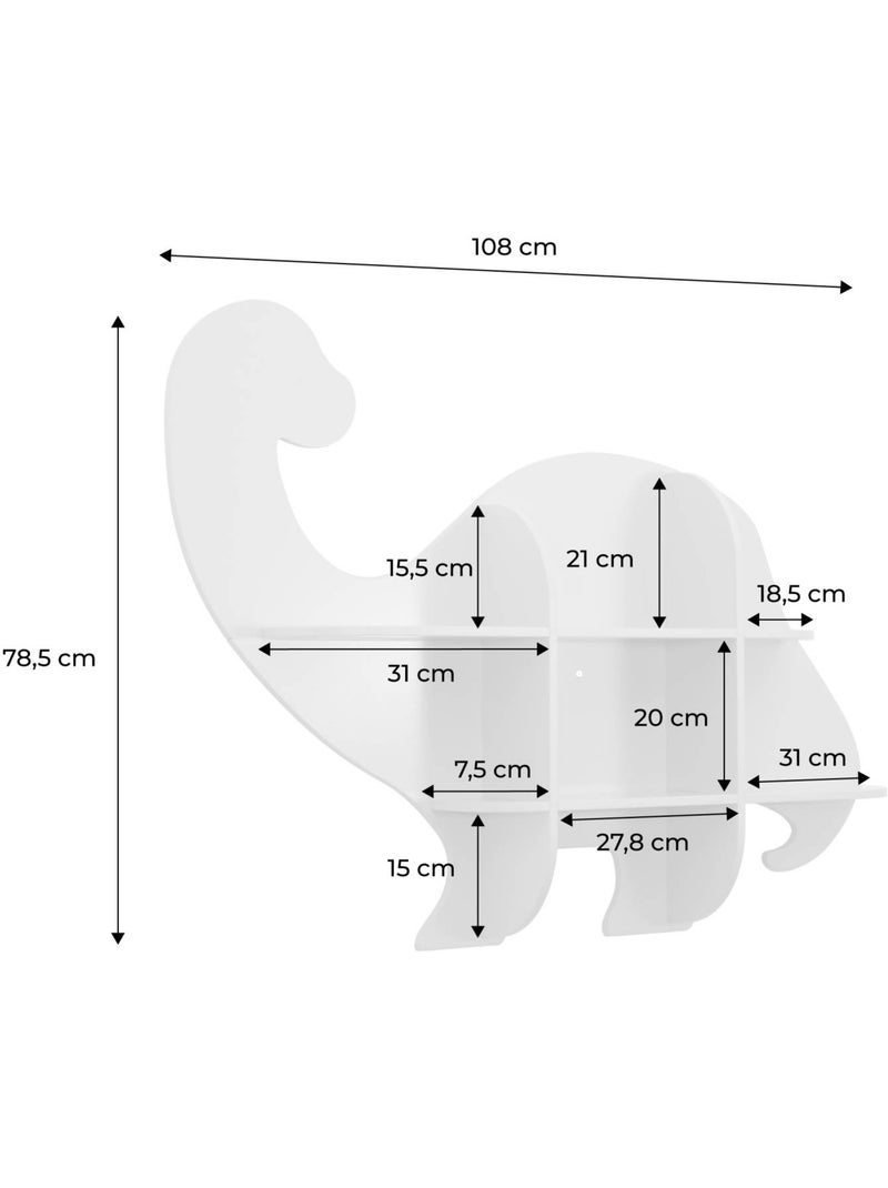Etagère murale dinosaure 5 espaces de rangement Brachi Vert - Kiabi