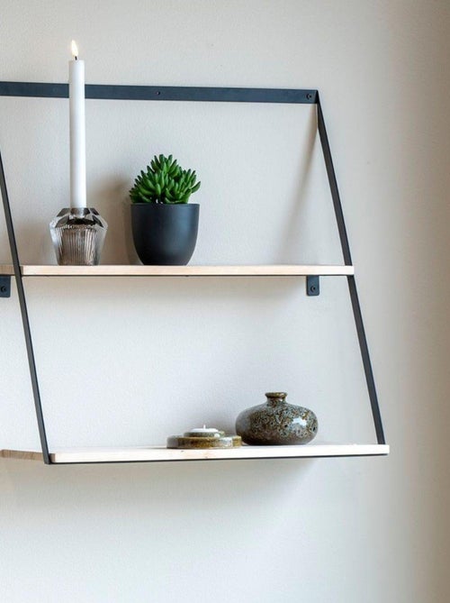 Etagère murale en acier et pin 50 x 21 x 52 cm - House Nordic - Kiabi