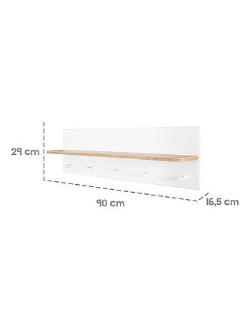 Étagère murale en bois avec 5 patères pour la chambre d'enfant 'Roba ava'
