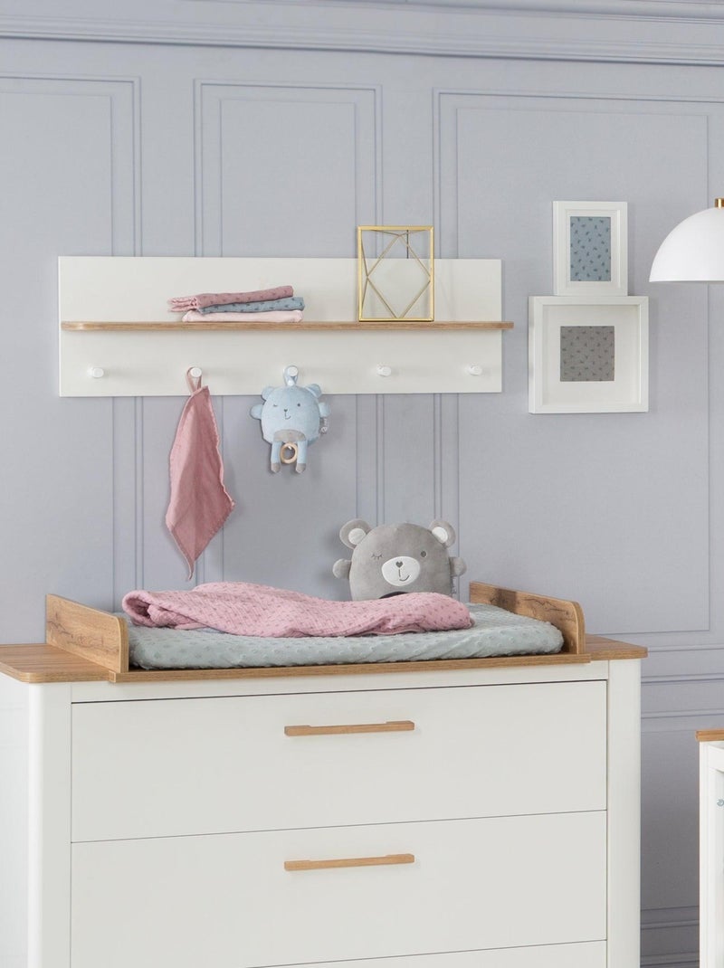 Étagère murale en bois avec 5 patères pour la chambre d'enfant 'Roba ava' Blanc Marron - Kiabi