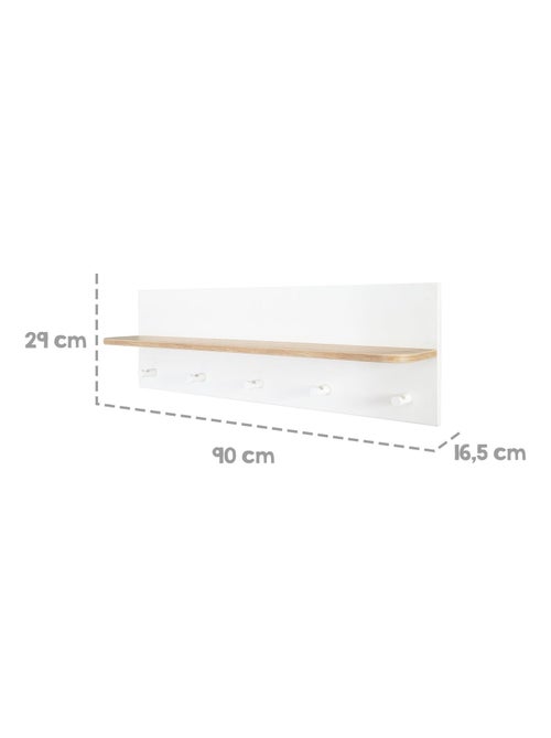 Étagère murale en bois avec 5 patères pour la chambre d'enfant 'Roba ava' - Kiabi Étagère murale en bois avec 5 patères pour la chambre d'enfant 'Roba ava' - Kiabi