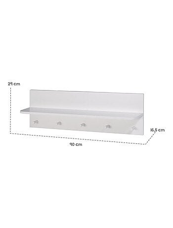 Étagère murale en bois avec 5 patères pour la chambre d'enfant 'Roba maren 2'