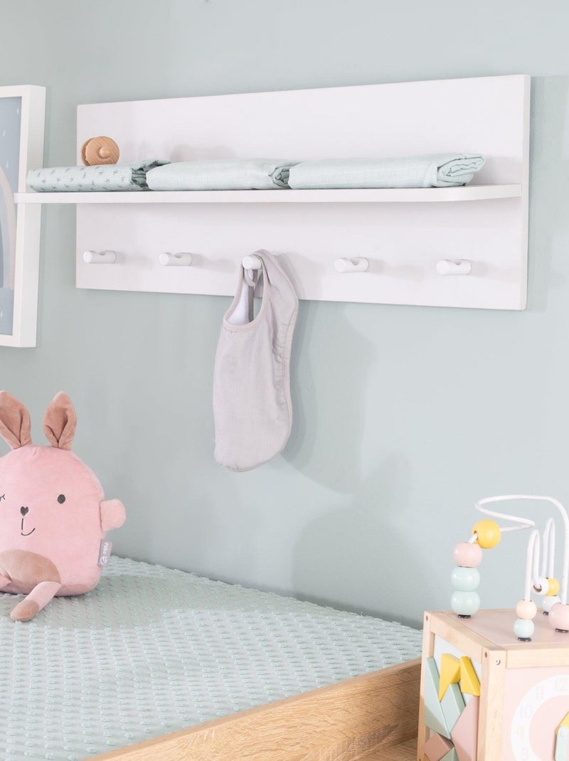 Étagère murale en bois avec 5 patères pour la chambre d'enfant 'Roba maren 2' Gris clair - Kiabi