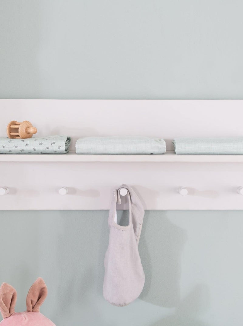Étagère murale en bois avec 5 patères pour la chambre d'enfant 'Roba maren 2' Gris clair - Kiabi