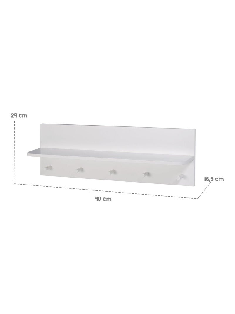 Étagère murale en bois avec 5 patères pour la chambre d'enfant 'Roba maren 2' Gris clair - Kiabi